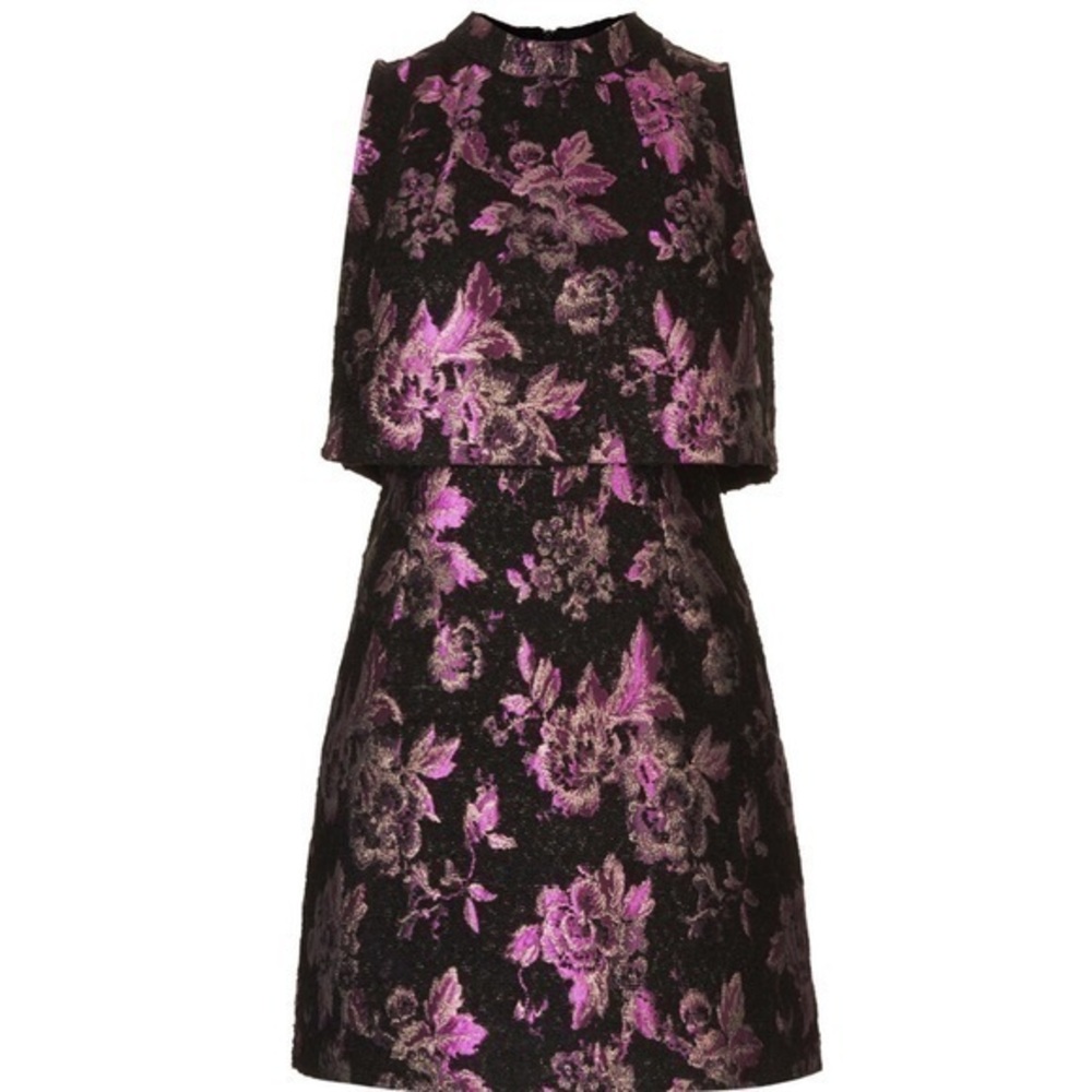 Topshop 60’s Floral Crop Jacquard Mini Dress